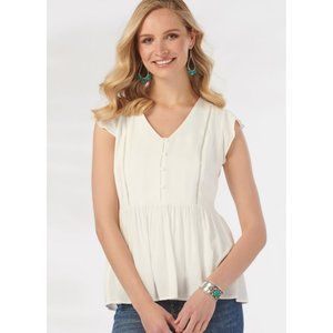 CHARLIE PAIGE VALENTINA RUFFLE SLEEVE TOP Size Medium